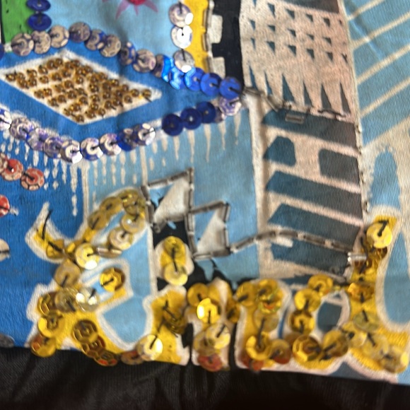 Bali Chic Black Sequin Shirt  “Los Angeles Is My Kind of Town” Vintage Statement - Picture 6 of 6